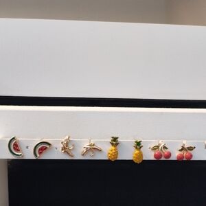 Fruit-Themed Gold Earrings Set